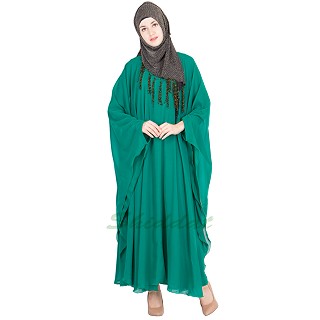 Abaya- Teal Green Butterfly Kaftan- Georgette fabric